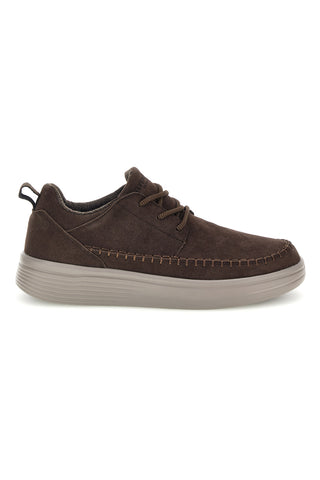 Scarpe stringate marroni effetto scamosciato con cuciture a vista Sevenoaks YH255651
