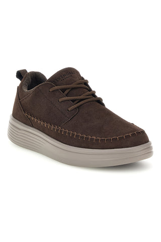 Scarpe stringate marroni effetto scamosciato con cuciture a vista Sevenoaks YH255651