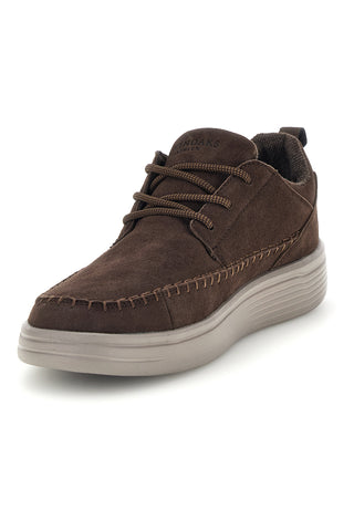 Scarpe stringate marroni effetto scamosciato con cuciture a vista Sevenoaks YH255651