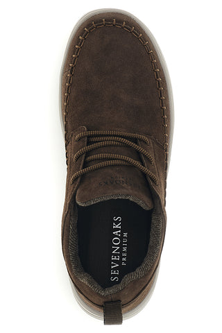 Scarpe stringate marroni effetto scamosciato con cuciture a vista Sevenoaks YH255651