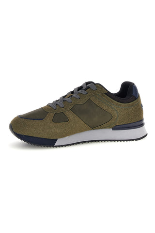 Militärgrüne Sneaker mit seitlichem Logo und blauen Einsätzen – Us Grand Polo GPM12175M7543
