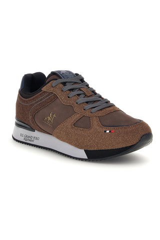 Braune Sneaker mit seitlichem „Us Grand Polo“-Logo, Modell GPM12175M6568