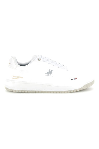 Weiße Sneaker mit Logo an der Seite und goldenen Details – Us Grand Polo GPM23100L1010