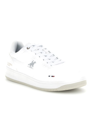 Weiße Sneaker mit Logo an der Seite und goldenen Details – Us Grand Polo GPM23100L1010