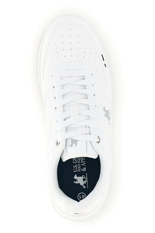Weiße Sneaker mit Logo an der Seite und goldenen Details – Us Grand Polo GPM23100L1010