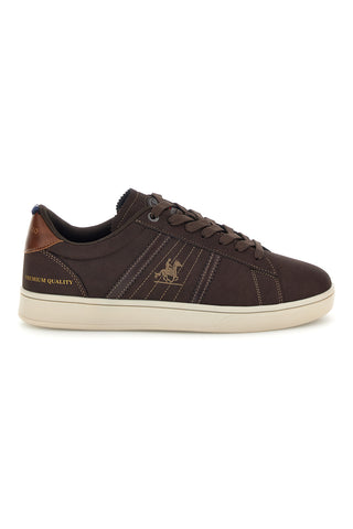 Dunkelbraune Sneaker mit Kontrastnähten und seitlichem Logo „Us Grand Polo“ GPM23206S6858