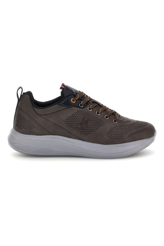 Dunkelbraune Sneaker mit Lochmuster und grauer Sohle – Us Grand Polo GPM31154N6868