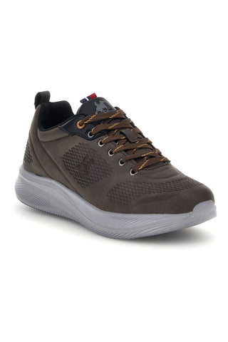 Dunkelbraune Sneaker mit Lochmuster und grauer Sohle – Us Grand Polo GPM31154N6868