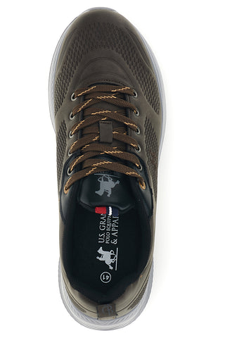 Dunkelbraune Sneaker mit Lochmuster und grauer Sohle – Us Grand Polo GPM31154N6868