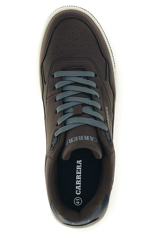 Braune Sneaker mit blauen Details und zweifarbiger Sohle Carrera CAM237176838