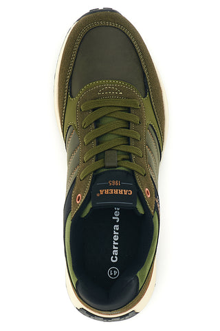 Sneakers verdi con inserti a contrasto e suola bicolore Carrera CAM53010M7777