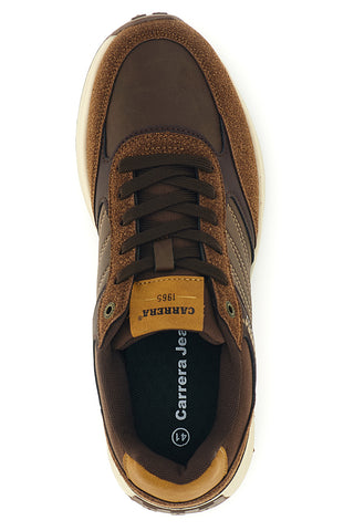 Sneakers marroni con inserti a contrasto e suola bicolore Carrera CAM53010M6565