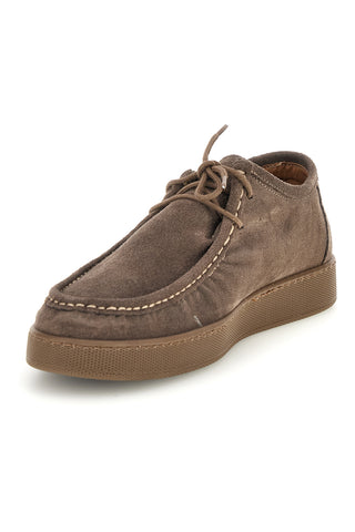 Scarpe stringate tortora in vera pelle made in Italy Ptr 550