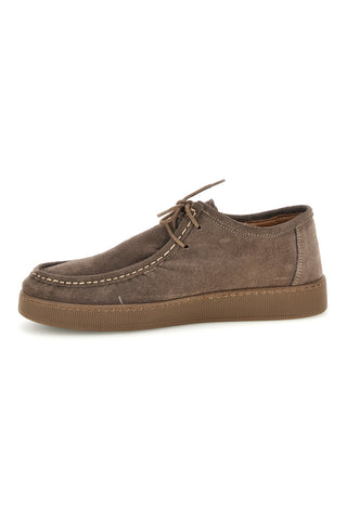 Scarpe stringate tortora in vera pelle made in Italy Ptr 550
