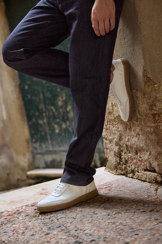 Sneakers bianche in vera pelle made in Italy Ptr 3300