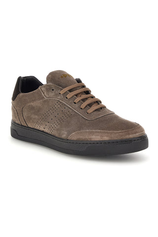 Taupefarbene Sneaker aus echtem Leder, hergestellt in Italien, Modell Ptr 3300