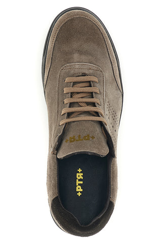 Taupefarbene Sneaker aus echtem Leder, hergestellt in Italien, Modell Ptr 3300