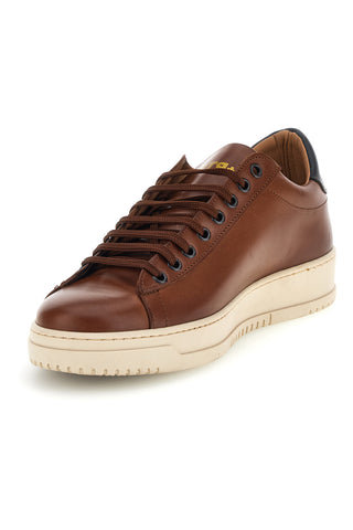 Braune Sneaker aus echtem Leder, hergestellt in Italien: Ptr 3000
