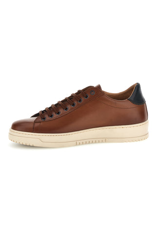 Braune Sneaker aus echtem Leder, hergestellt in Italien: Ptr 3000