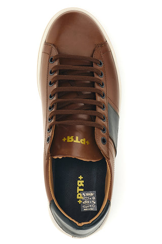 Braune Sneaker aus echtem Leder, hergestellt in Italien: Ptr 3000