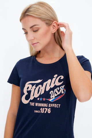Etonic W2002 Blaues T-Shirt mit Rundhalsausschnitt