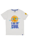 T-shirt mezza manica Pitt Kids B1019 Bianca con stampa sole I am so Cool