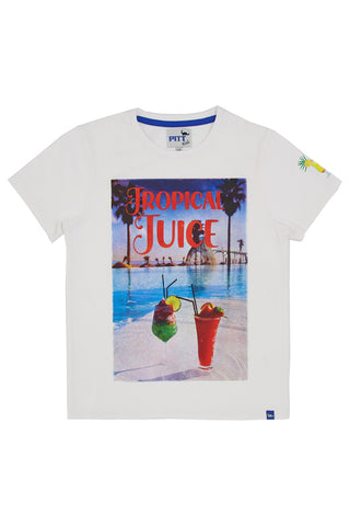 Pitt Kids B1021 Weißes T-Shirt mit Tropical Juice-Aufdruck