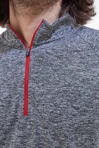 Maglia con Mezza Zip Grigio Melange Skechers Godri Charger Surge