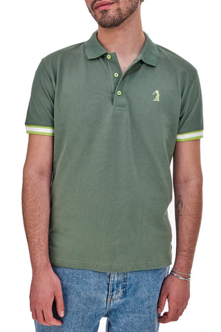 Militärgrünes Halbarm-Poloshirt US Golf Club 1327