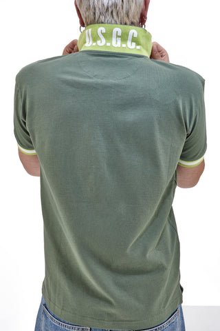 Militärgrünes Halbarm-Poloshirt US Golf Club 1327