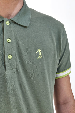 Militärgrünes Halbarm-Poloshirt US Golf Club 1327