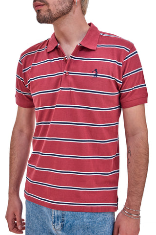 US Golf Club Rot gestreiftes Halbarm-Poloshirt 1351