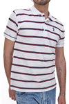 Weißes Poloshirt mit halben Ärmeln und roten Streifen US Golf Club 1350