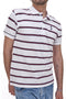 Weißes Poloshirt mit halben Ärmeln und roten Streifen US Golf Club 1350