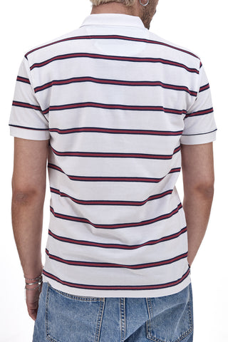 Weißes Poloshirt mit halben Ärmeln und roten Streifen US Golf Club 1350