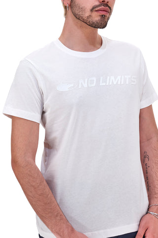 Weißes T-Shirt mit No Limits-Aufdruck 049S24
