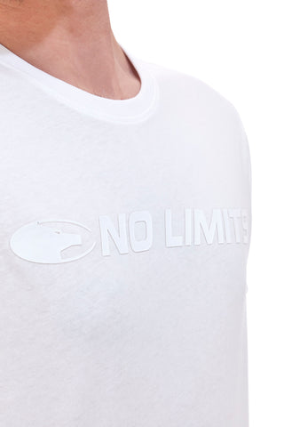 Weißes T-Shirt mit No Limits-Aufdruck 049S24