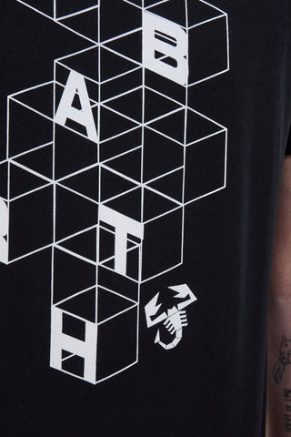 Schwarzes Hemd mit halben Ärmeln und Abarth-Aufdruck AH24SS169