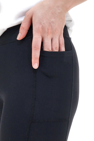 Schwarze Rippenleggings Skechers GO FLEX RIB High Waisted