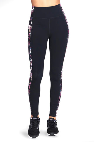 Skechers Misty Floral High-Waisted schwarze Sport-Leggings-Hose in voller Länge