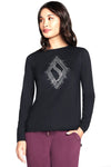 Maglia nera a maniche lunghe nera con logo frontale Skechers Rhinestone Burst