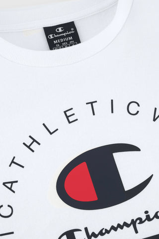 Weißes Sweatshirt mit Rundhalsausschnitt ohne Kapuze Champion Crewneck Sweatshirt
