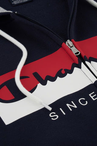 Blaues Sweatshirt mit Reißverschluss CHAMPION HOODED FULL ZIP