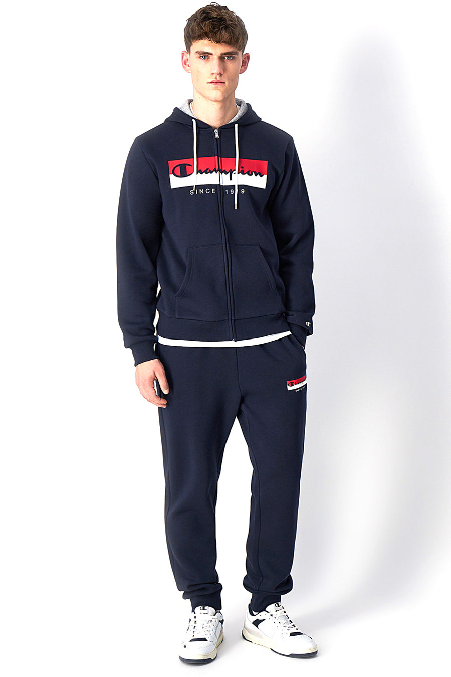 Felpa Blu Con Cerniera CHAMPION HOODED FULL ZIP1