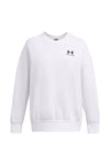 Weißes Under Armour Essential Fleece-Sweatshirt mit Rundhalsausschnitt und Kapuze