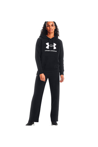 Felpa Nera Girocollo Con Cappuccio Under Armour Rival Fleece Big Logo