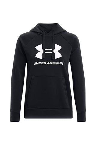 Felpa Nera Girocollo Con Cappuccio Under Armour Rival Fleece Big Logo
