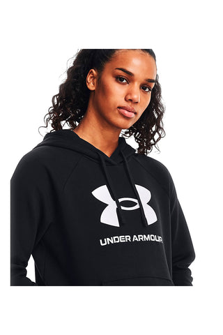 Felpa Nera Girocollo Con Cappuccio Under Armour Rival Fleece Big Logo