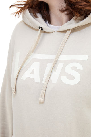 Beigefarbenes Sweatshirt mit Rundhalsausschnitt und Kapuze von Vans Drop V Logo Hoodie