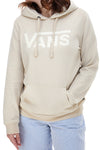 Beigefarbenes Sweatshirt mit Rundhalsausschnitt und Kapuze von Vans Drop V Logo Hoodie